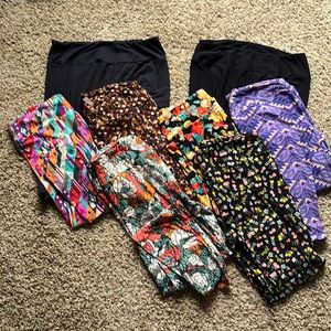 8 Lularoe Tall and Curvy Leggings - including rare Disney and black solid